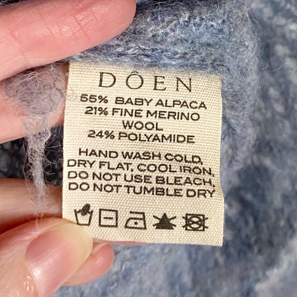 Doen Powder Blue Mohair Blend Pointelle Cardigan - Picture 7 of 7